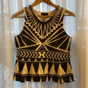 Geographic Short-Sleeve Peplum Top